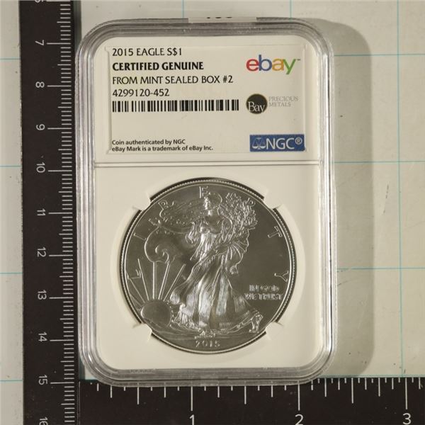 2015 AMERICAN SILVER EAGLE NCG CERTIFIED GENUINE