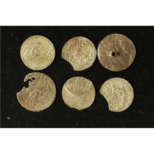 6 SILVER DIME SIZED OTTOMAN EMPIRE PARA COINS: