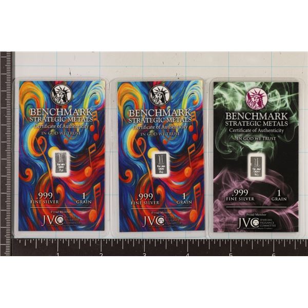 3-1 GRAIN .999 SILVER INGOTS IN LAMINATED CARDS: