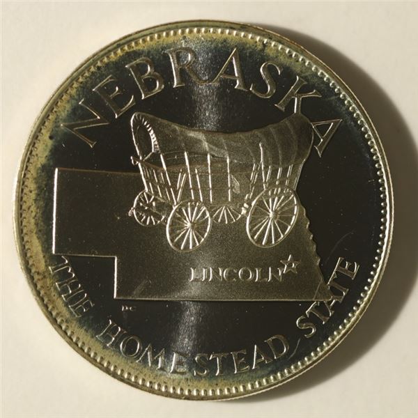 14.4 GRAMS STERLING SILVER NEBRASKA PF ROUND