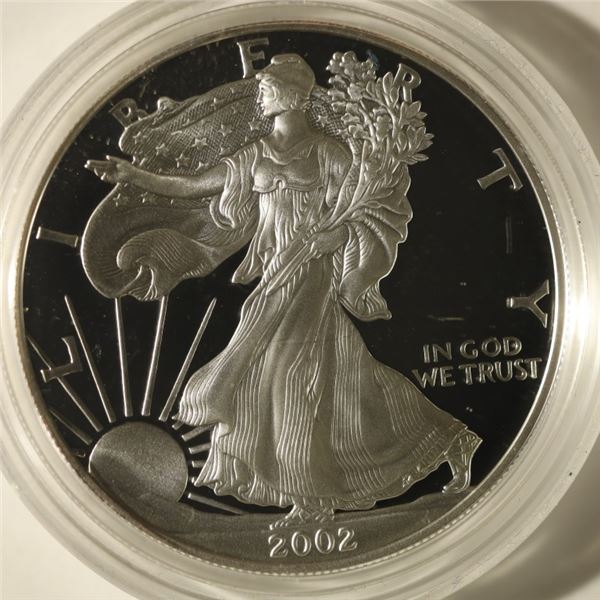 2002-W AMERICAN SILVER EAGLE. PROOF IN HARD