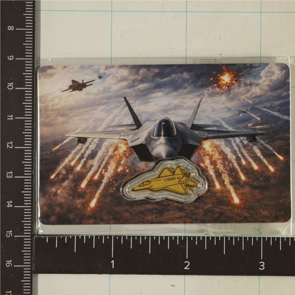 .999 GOLD STEALTH FIGHTER JET INGOT 1/1000 OZ. IN