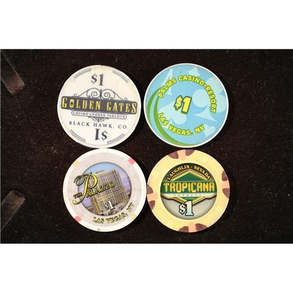 4-$1 CASINO GAMING CHIPS: TROPICANA, THE PALAZZO,