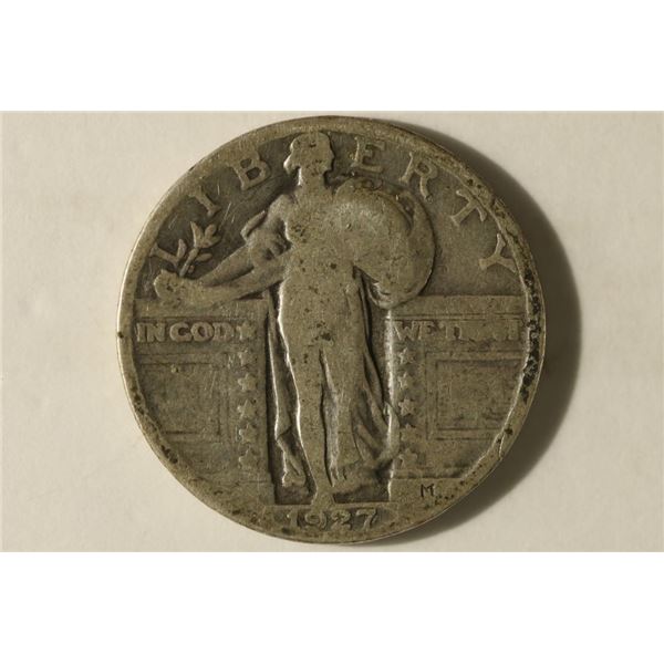 1927 SILVER STANDING LIBERTY QUARTER