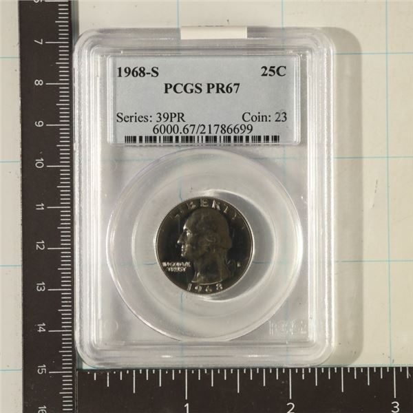 1968-S WASHINGTON QUARTER PCGS PR67