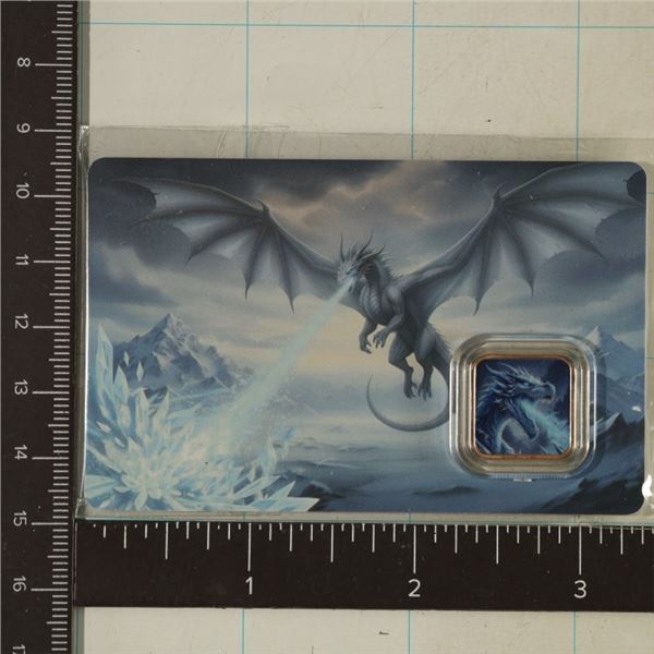 1 GRAM .999 COPPER DRAGON COLORIZED SQUARE