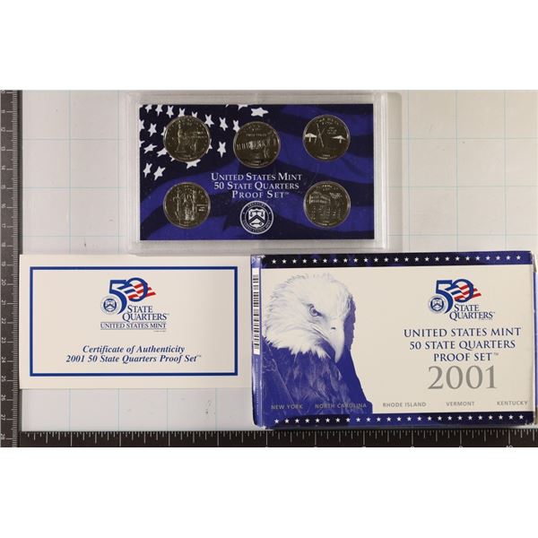2001 50 STATE QUARTER PROOF SETS WITH BOX &