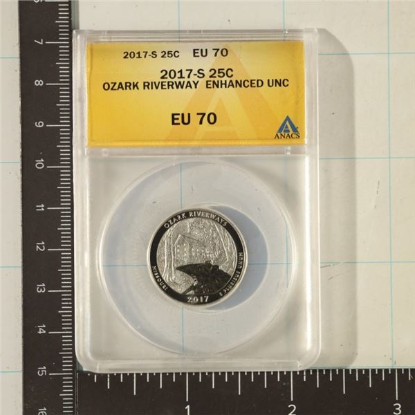 2017-S OZARK RIVERWAY QUARTER ANACS EU70