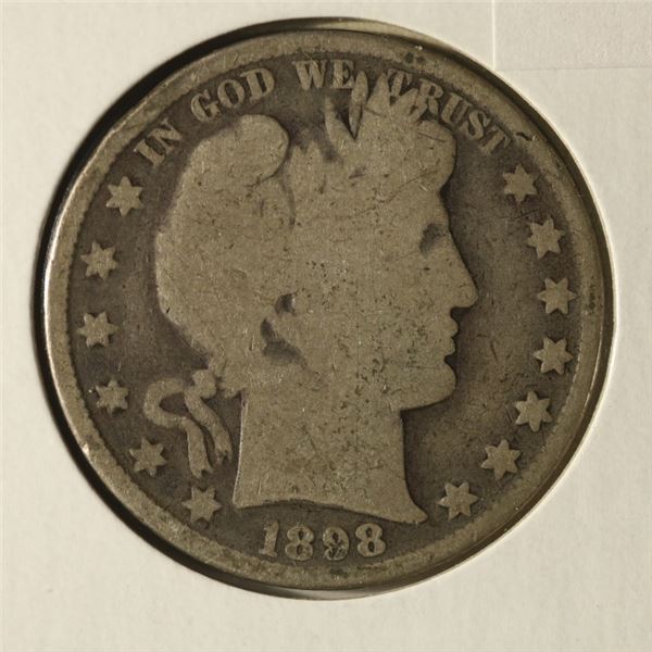1898 SILVER BARBER HALF DOLLAR