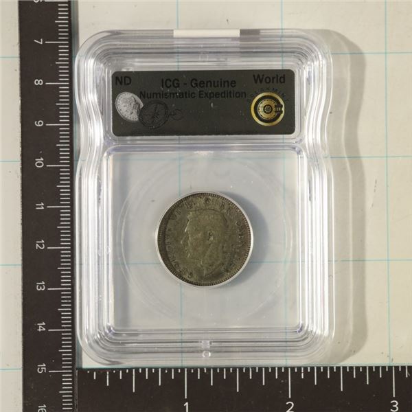 1943 GREAT BRITAIN SHILLING. ICG GENUINE. WORLD
