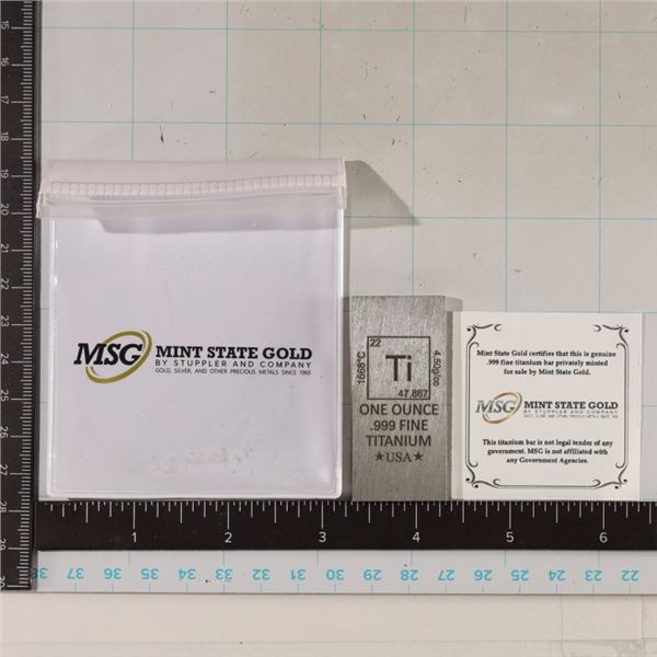 1 OZ. .999 FINE TITANIUM BAR WITH TABLE OF ELEMENT