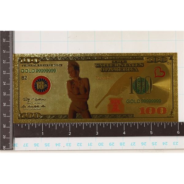 GOLD 99999999 FOIL PLAYBOY $100 "PAMELA ANDERSON"