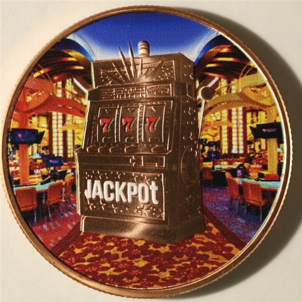 1 OZ. .999 FINE COPPER COLORIZED LAS VEGAS LUCKY