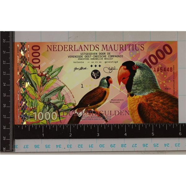2016 NEDERLANDS MAURITIUS 1000 GULDEN CRISP UNC