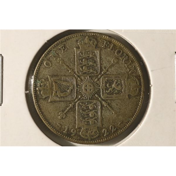 1922 SILVER GREAT BRITAIN FLORIN .1818 OZ. ASW