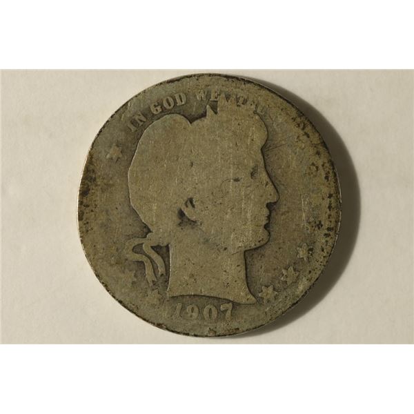 1907-O SILVER BARBER QUARTER