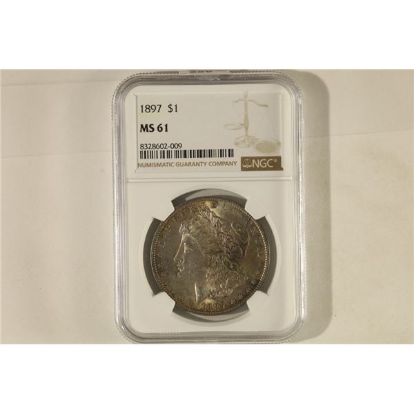 1897 MORGAN SILVER DOLLAR NGC MS61