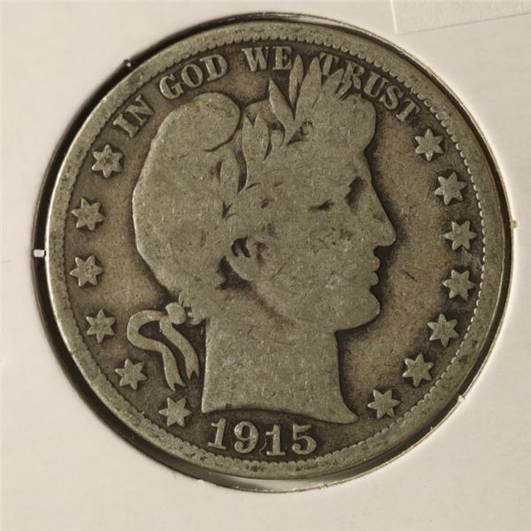 1915-D SILVER BARBER HALF DOLLAR
