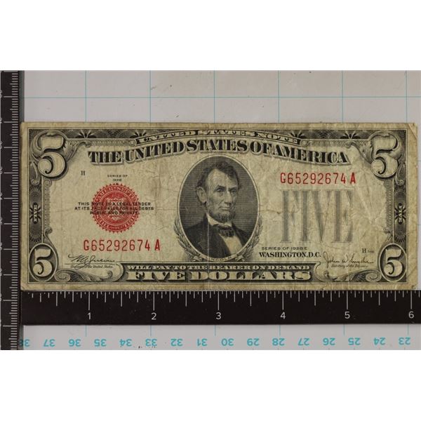 1928-E US $5 RED SEAL NOTE