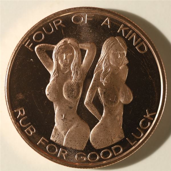 1 OZ. ADVP UNC COPPER ROUND "RUB ME FOR GOOD LUCK"