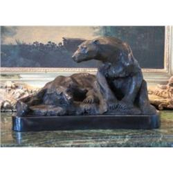"POLAR BEARS" BRONZE SCULPTURE BARYE