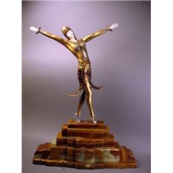 CHIPARUS "SLIT SKIRT" BRONZE AND IVORY SCULPTURE