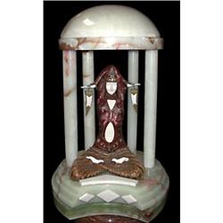 TEMPLE OF GODDESS" BRONZE & IVORY SCULPTURE