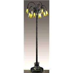 12 Light Gold Lily Favrile Floor Lamp