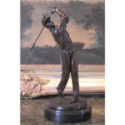 "GOLFER " BY KEEN MINT BRONZE SCULPTURE