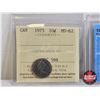 Image 2 : Canada Ten Cent (5 Certified Coins) : - 1975 : ICCS Cert : MS-62 - 1977 : CCCS Cert : SP-65 - 1979 :