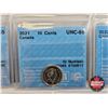 Image 3 : Canada Ten Cent (5 Certified Coins) : - 2020 : CCCS Cert : UNC-65 - 2021 : CCCS Cert : UNC-66 - 2022