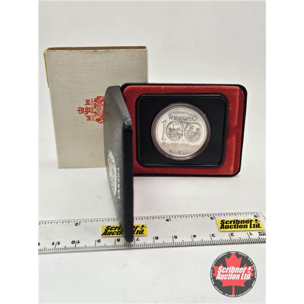 RCM Canada Silver Dollar 1874-1974 Winnipeg (Black Clamshell Case)