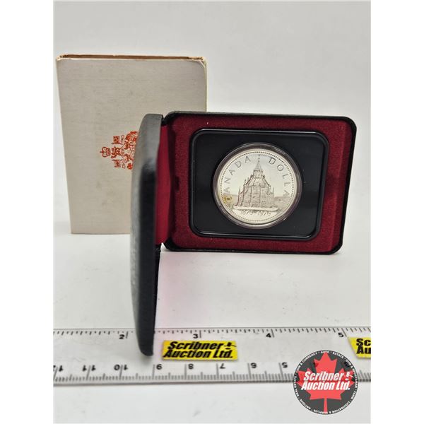 RCM Canada Silver Dollar 1876-1976 Library of Parliament (Black Clamshell Case)