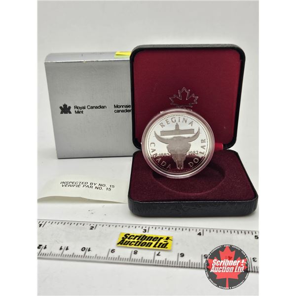 RCM Canada Silver Dollar 1882-1982 Regina (Black Case)