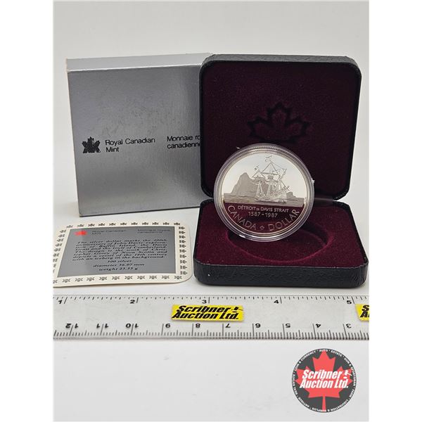 RCM Canada Silver Dollar 1587-1987 Detroit de Davis Strait (Black Case)