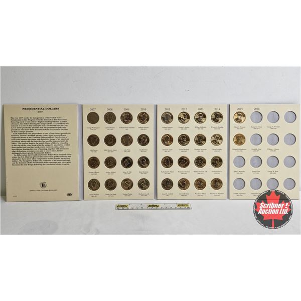 USA : Presidential Dollars 2007 - Up (Collection in Portfolio) (34 Coins) (Portfolio not complete)