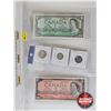 Image 1 : Canada 1954 Coin/Bill Collector Combo (5) : - $1 Bill : Bouey/Rasminsky #HF7292985 - Five Cent - Ten