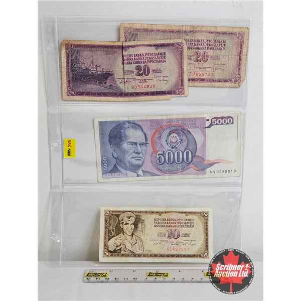 Yugoslav Bills (4): 10 Dinara; 20 Dinara (2); 5000 Dinara