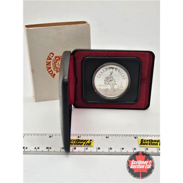 RCM Canada Silver Dollar 1875-1975 Calgary (Black Clamshell Case)