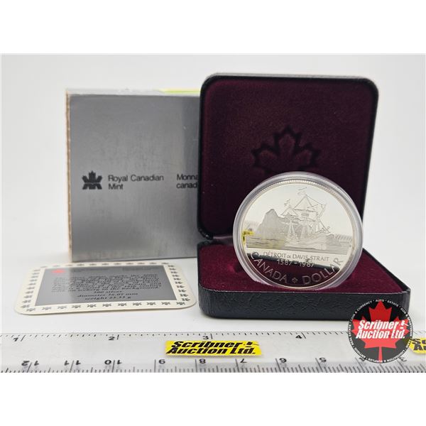 RCM Canada Silver Dollar 1587-1987 Detroit de Davis Strait (Black Case)