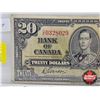 Image 2 : Bank of Canada $20 Bill 1937 : Gordon/Towers #DE0328029