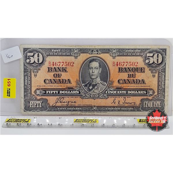 Bank of Canada $50 Bill 1937 : Coyne/Towers #BH4677502