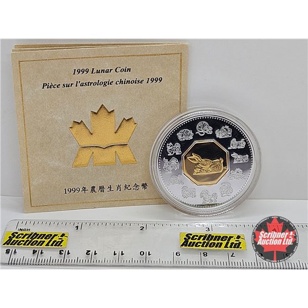 RCM 1999 Lunar $15 Coin "Rabbit" : Sterling Silver (COA #28684)