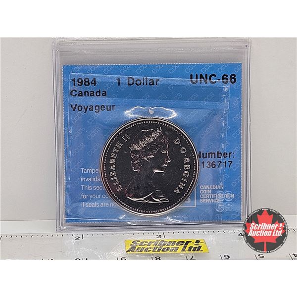 Canada 1984 One Dollar "Voyageur" : CCCS Cert : UNC-66