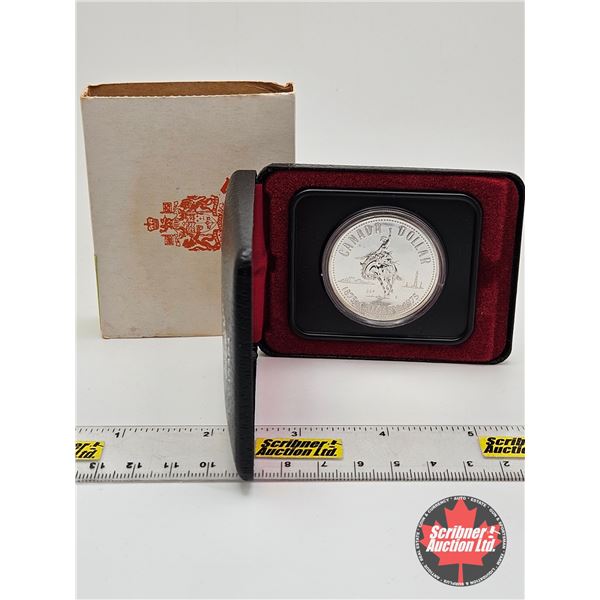 RCM Canada Silver Dollar 1875-1975 Calgary (Black Clamshell Case)