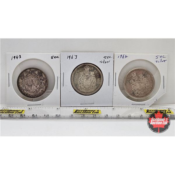 Canada Fifty Cent (3) : 1943; 1963; 1964