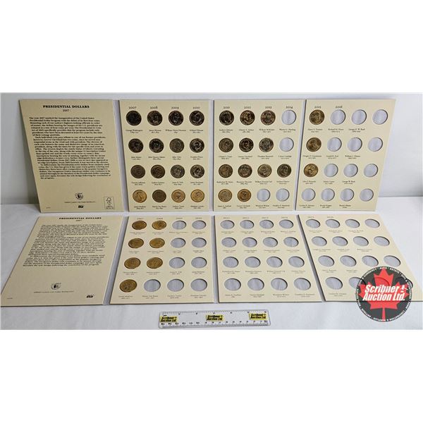 USA : Presidential Dollars 2007 - Up : Collection in Portfolios (2 Portfolios) : (38 Total Coins) (P