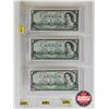 Image 1 : Canada $1 Bills 1954 (3 Consecutive) : Beattie/Coyne #VA9109522-523-524
