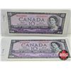 Image 2 : Canada $10 Bills 1954 * REPLACEMENTS (2 Consecutive) : Beattie/Rasminsky # *BD0142887-888