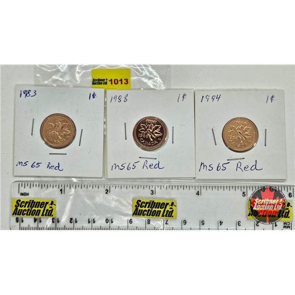 Canada One Cent (3): - 1983 (Consignor Note: Red) - 1988 (Consignor Note: Red) - 1994 (Consignor Not